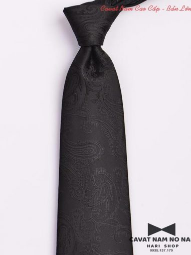 Cà vạt bản lớn cao cấp họa tiết paisley màu đen