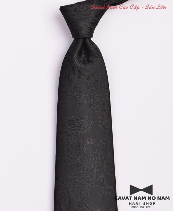 Cà vạt bản lớn cao cấp họa tiết paisley màu đen